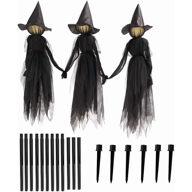 Decoraciones de Halloween, adornos de Halloween, regalos de Halloween Control de voz de inducción Luminoso Personas tomadas de la mano Bruja un adorno