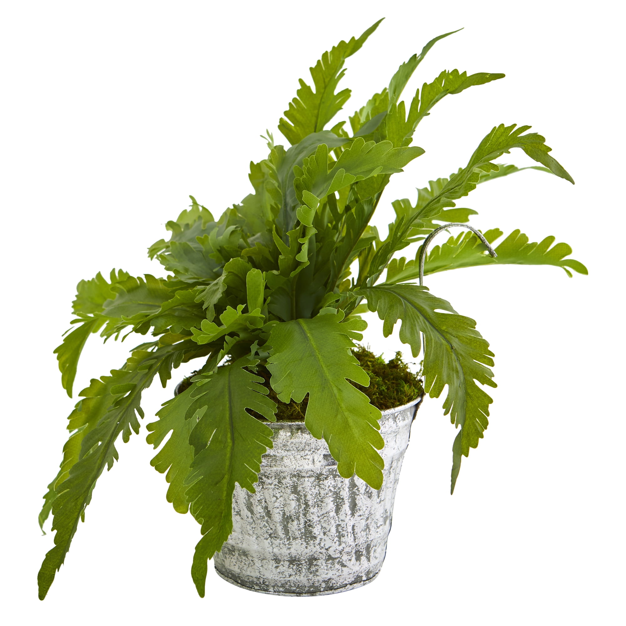 Nearly Natural Fern Artificial Plant in Vintage Hanging Planter