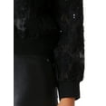 thumbnail image 5 of INSPIRE CHIC Women's Sequin Long Sleeve Zipper Sparkly Party Bomber Jacket L Black, 5 of 6