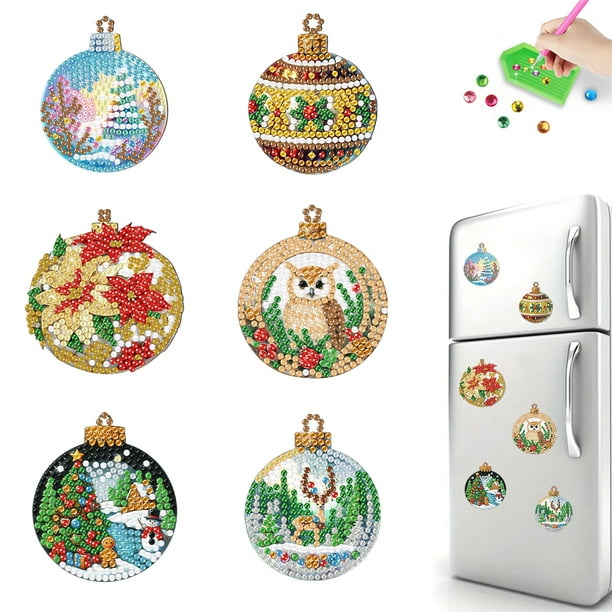 12 Imanes Para Nevera De Navidad Con Pintura De Diamantes - Kit De Manualidades Decorativas Para Niños Y Adultos