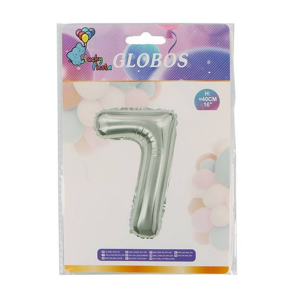 Globo Prichos Número 7 Metálico Plateado