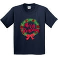thumbnail image 3 of Inktastic Merry Christmas Wreath with Red Bow and Ornaments Youth T-Shirt, 3 of 5