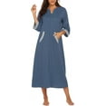 thumbnail image 4 of Avidlove Women Zipper Front Robes 3/4 Sleeve Housecoat Full Length Loungewear Dress with Pocket Long Nightgown Sleepwear Bathrobes, 4 of 7