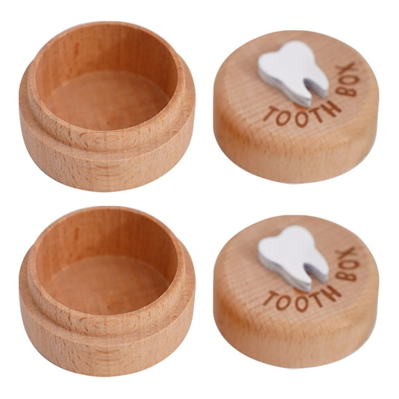 GETAJGHSD First Tooth Collection Container Baby Teeth Box Khaki 2Pcs Save Organizer