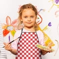 thumbnail image 2 of Red and White Checkered Pattern Kids Aprons for Girls and Boys,Adjustable Neck Strap Toddler Aprons for Kids Cooking Baking, 2 of 6