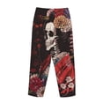 thumbnail image 3 of Lsque Geisha Skeleton With Flowers Print Women's Pajama Pants, Lounge Pant - Comfortable Home Wear,Elastic Waistband, Stylish Design-Medium, 3 of 9