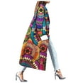 thumbnail image 2 of Femmes Col Rond Imprimé Trench-Coat Double Face Veste en Laine, 2 of 3