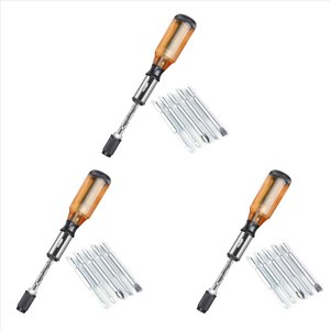 3X Jeu de tournevis Push Pull Ratchet 5 en 1 Kit de vis à vis à tournevis à manchette pour bit-Holder