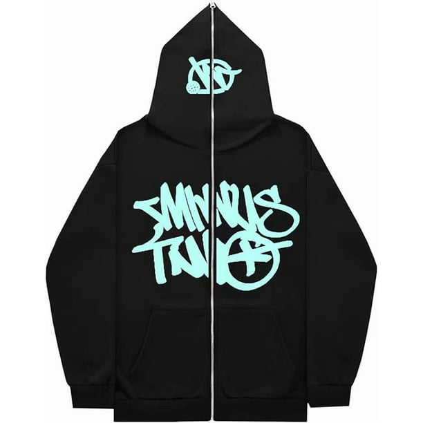 Sudadera con capucha y cremallera Minus-Two para hombre, chaqueta informal estilo hip hop Y2K, sudadera con capucha cargo unisex Minus-Two