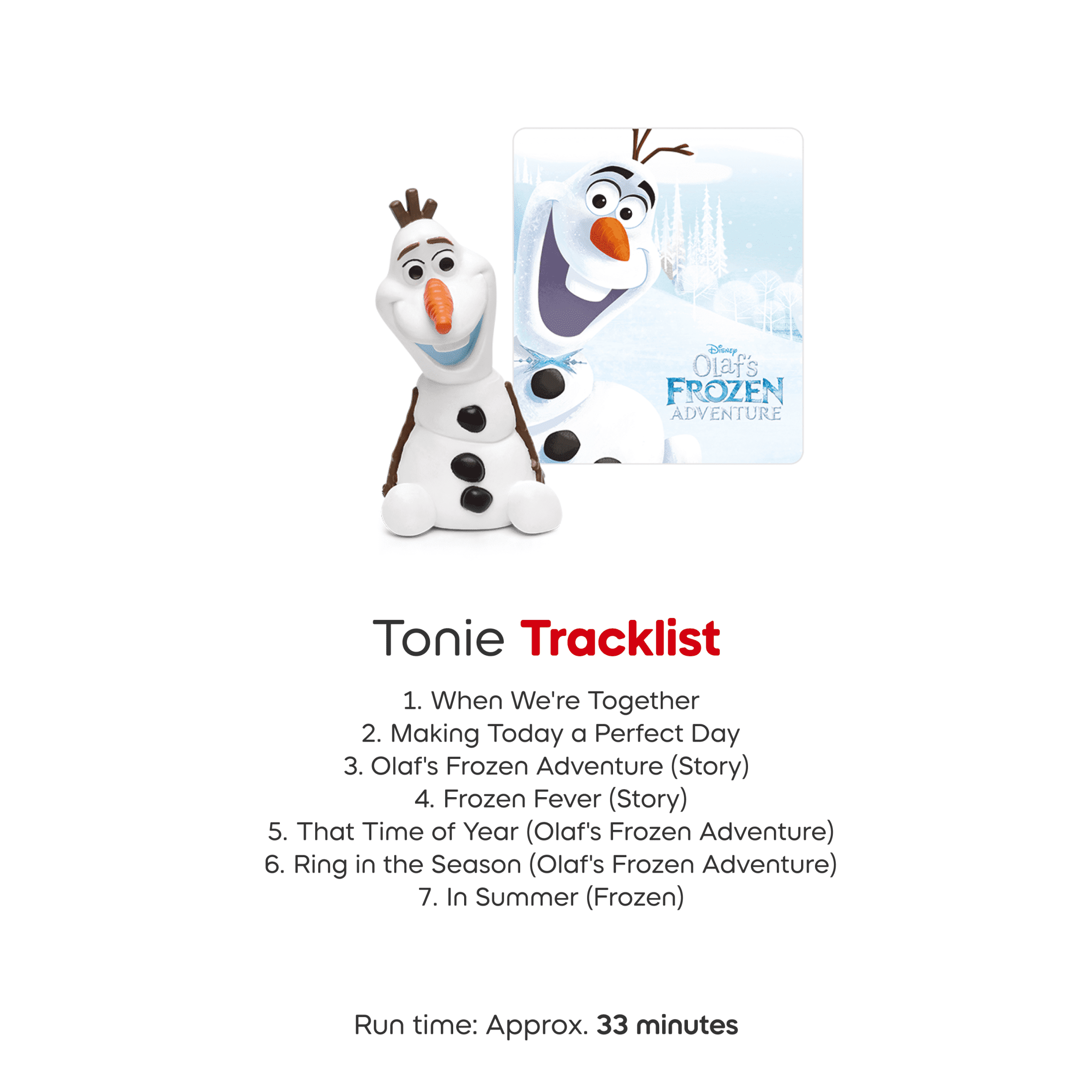 Free Shipping! tonies Disney Frozen Olaf Audio Play Figurine Small