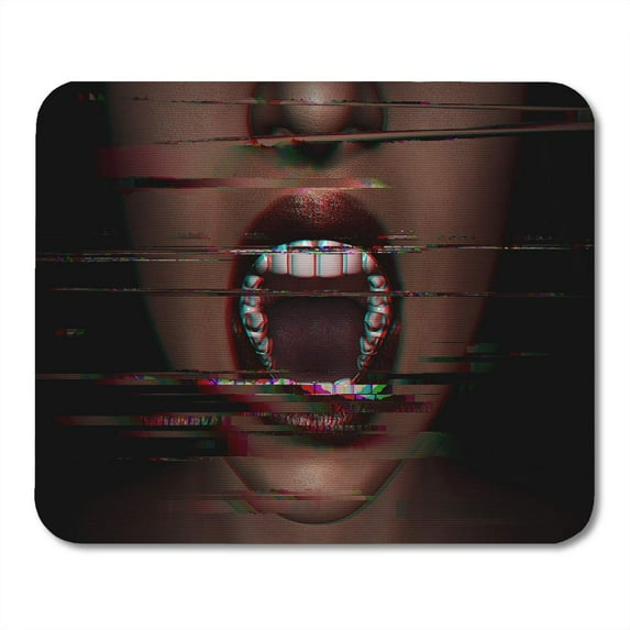 KDAGR Scream 3D of Woman Screaming in The Dark Glitch Effect Horror Movie Insane Creepy Mousepad Mouse Pad Mouse Mat 9x10 inch