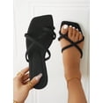 thumbnail image 1 of Fashionable Outdoors Thong Sandals for Women, Criss Cross Plain Polyester Toe Post Flat Sandals, 1 of 4