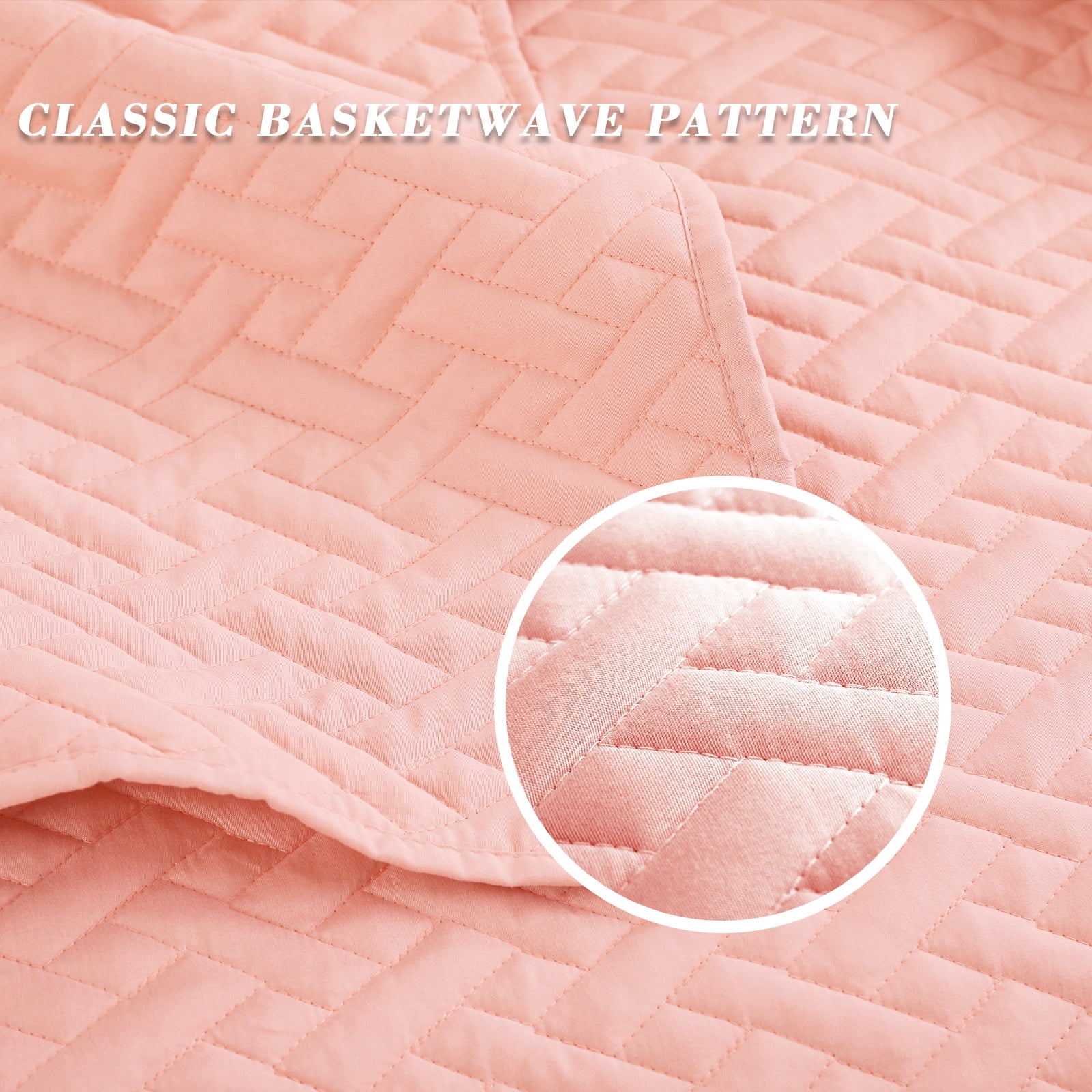Exclusivo Mezcla 3-Piece King Size Quilt Set, Basket Quilted Bedspread/Coverlet/Bed Cover(96"x 104", Blush Pink)