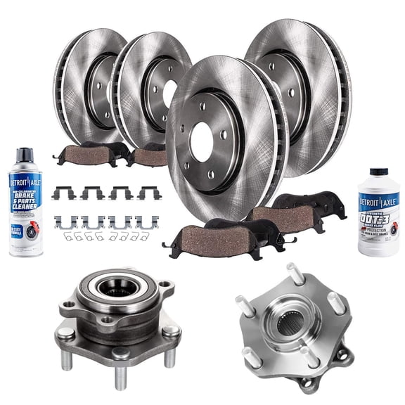 Detroit Axle - Wheel Bearing Hubs Brake Kit for 2014-2019 Nissan Rogue, Wheel Bearing Hubs Front Rear Disc Brake Rotors Ceramic Brake Pads Replacement : 12.60 inch Front Outer