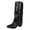 Black, variant on Rokment Womens Wide Calf Fold Over Riding Boots Vintage Slouch Leather Pointed Toe Chunky Block High Heels Mid-Calf Cowboy Tall Booties Fall Winter