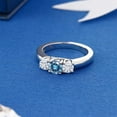 thumbnail image 4 of Gem Stone King 925 Sterling Silver 3-Stone Ring Round Persian Blue and White Moissanite (0.96 Cttw, Size 6), 4 of 4