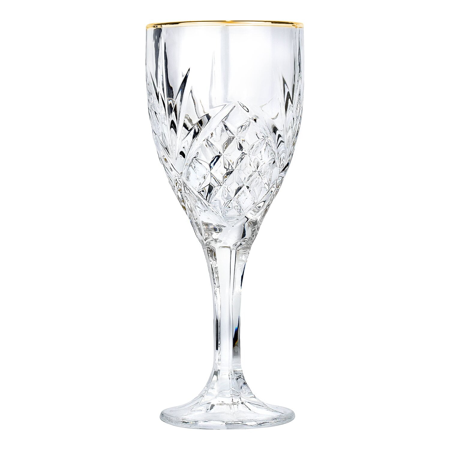 Ashford NonLeaded Crystal, Gold Rimmed Wine Glasses 10 Ounces, Set of