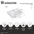 thumbnail image 6 of Kingston Brass EV2017 Inflection 20-Inch Ceramic Console Sink (1-Hole) in White, 6 of 7