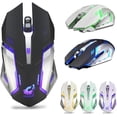 thumbnail image 2 of Computer Mouse, X7 7 Colors Light Silent 6 Buttons Rechargeable Wireless Optical Ergonomic Shape Gaming Mouse White, 2 of 8