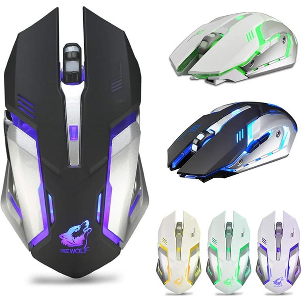 Computer Mouse, X7 7 Colors Light Silent 6 Buttons Rechargeable