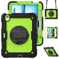 thumbnail image 1 of Case for iPad Air 11 Inch M3 2025/M2 2024 (7th/6th Gen) with Screen Protector, 360 Degree Rotating Kickstand Hand Strap Heavy Duty Shockproof Cover with Shoulder Strap, Lime PC, 1 of 7