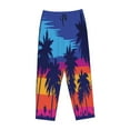 thumbnail image 4 of Disketp Beach With Palm Trees Print Women'S Comfy Pajama Pants Casual Drawstring Palazzo Lounge Wide Leg Pants, 4 of 9
