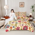 thumbnail image 5 of Homewish Cute Vintage Flowers 3-Piece Full Size Comforter Sets For Boys Girls,Colorful Floral Blossoms Bedding Comforter Set,Spring Garden Lightweight Bedding Sets,Luxury Bedroom Decor,Reversible, 5 of 9