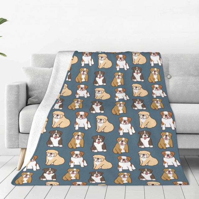 Balery Cartoon Bulldog 1 Manta de Felpa Suave y Acogedora – Cobija de Franela Aterciopelada para Cama, Lavable y Cálida para Sofá, Mascotas, Transpirable-40"x30"