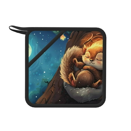 

Lukts Squirrel Sleeping In Tree for Silicone Anti-hot Mats - Heat Resistant for Kitchen Counter Dish Drying Mat Silicone Trivets Hot Pads for Kitchen Counter