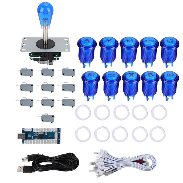 Kit de accesorios de joystick arcade 822B para bricolaje, para juegos de lucha en casa, USB, estilo americano (azul)
