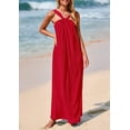 thumbnail image 3 of Vestido de verano PRETTYGARDEN para mujer 2025 con tiras holgadas, rojo, 3 of 8
