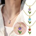 thumbnail image 3 of SSKFHGI Fashion Tulip Gold Lock Bone Chain Necklace Womens Jewelry Wholesale, 3 of 8