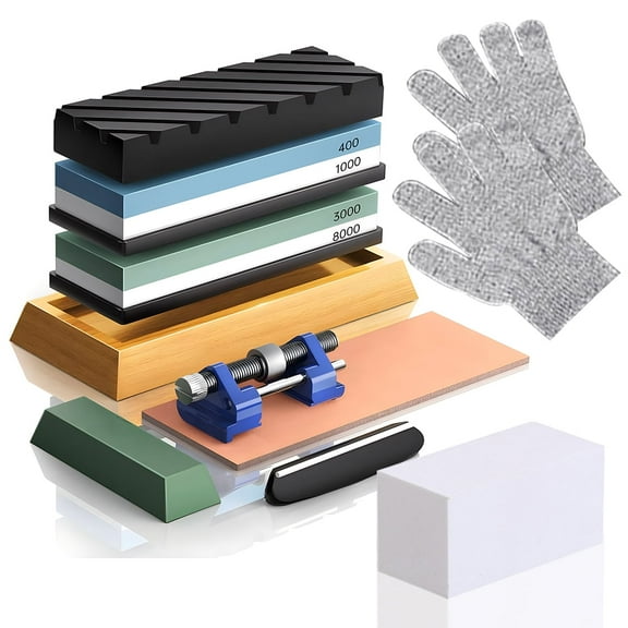 Knife Sharpening Stone Set 4 Side Grit 400/1000 3000/8000 Whetstone Sharpener Kit