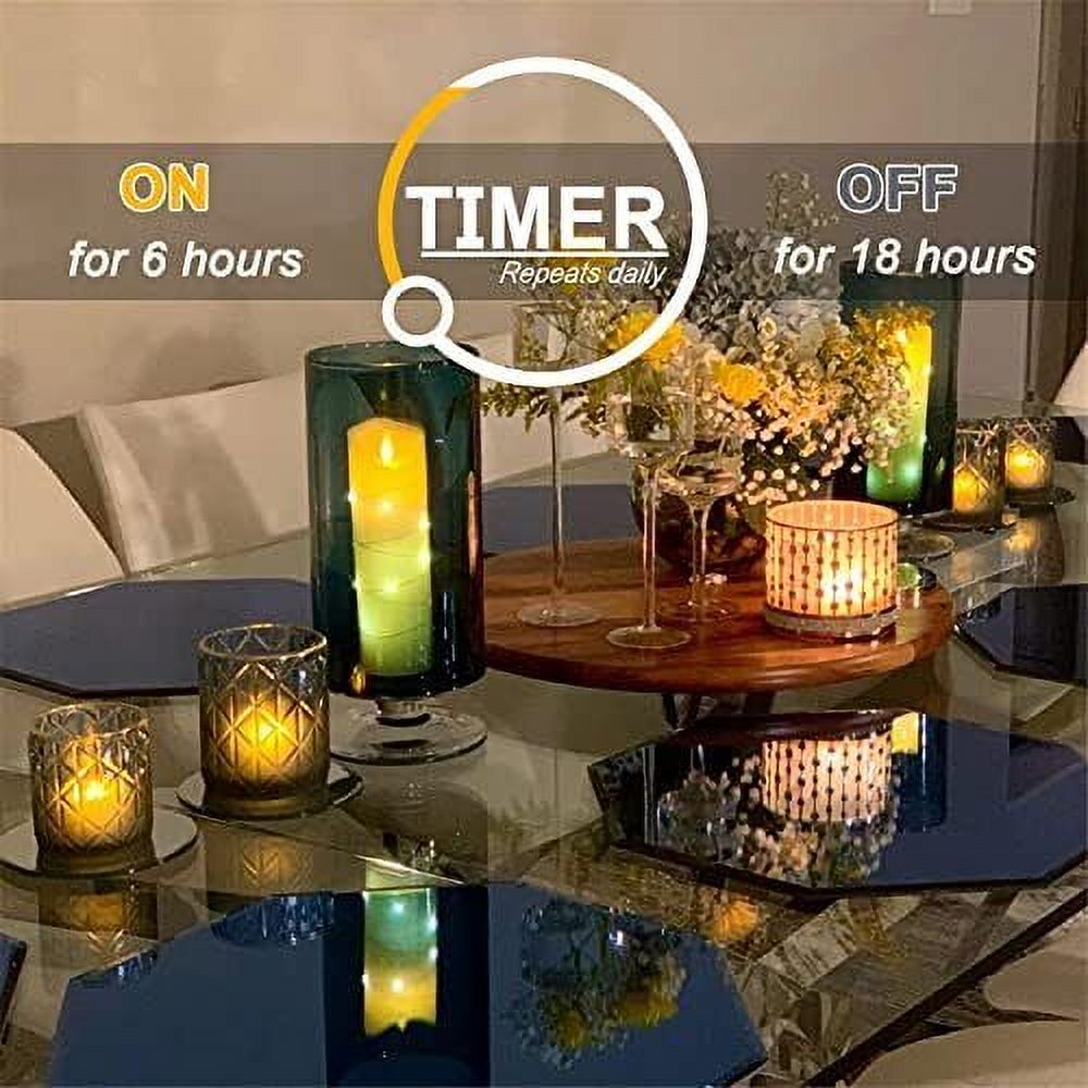24Pcs Timed Tealight Candles, Battery Operated Tea Candles, Flameless Flickering Electric Candles with Timer for Home Decor, Brightness Upgrade, Batteries Included