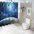 thumbnail image 7 of Chilfamy Earth Moon Stars Shower Curtain Cloth Fabric Bathroom Decor Set with Hooks Polyester Fiber Waterproof Washable Shower Curtain Set 69x72, 7 of 7