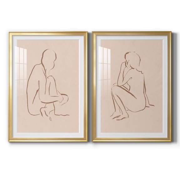 Wexford Home Sketched Pose I Premium Framed Print, 30.5" x 42.5" - Ready to Hang, Gold (Set of 2)