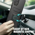 thumbnail image 4 of TJS Phone Case for Samsung Galaxy A32 5G, with [Tempered Glass Screen Protector] Impact Resistant Metal Ring Magnetic Support Kickstand Card Slot Cover (Black), 4 of 8