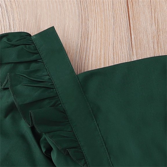 Vedolay Rompers for Boys Boy'sWinter Floral Printed Rompers Ruffle Long Sleeve Wide Leg Bodysuits,Green 12-18 Months