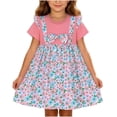 thumbnail image 2 of ATORRE Girls Ruffle Sleeve Tank Dress Summer Cute Floral Print Round Neck Cotton Beach Dresses Lightweight Comfortable Sundress 2026 Pink B 6-7 Years, 2 of 8