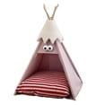 thumbnail image 1 of Tienda tipi para mascotas, tienda para gatos, lavable, Universal, con cojín, cama para cachorros, tienda para mascotas, cama para cachorros, interior, Rosa, 1 of 8
