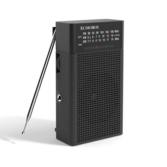 Audiobox RX-3 Portable Radio | AM/FM, 2AA Battery Operated with Long Range Reception for Indoor, Outdoor | Radio with Speaker & Headphone Jack