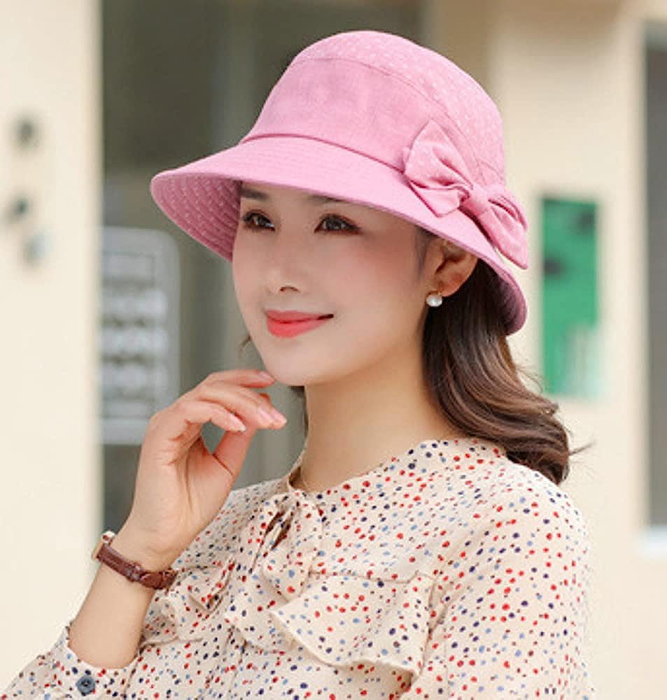 DabuLiu Women Cloche Hat Gatsby Cotton Cloche Hat Vintage 1920s Summer Hat  with Bowknot Bowler Caps for Granny Foldable Wide Brim