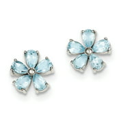 Boucles d'oreilles fleur de topaze bleu naturelle en argent sterling