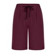 thumbnail image 4 of Fsgntruao Bermuda Shorts for Women Elastic Waist Knee Length Casual Loose Drawstring Capri Pants with Pockets Wide Leg Summer Shorts, 4 of 6