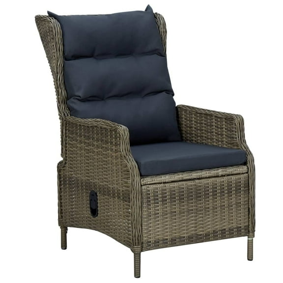 vidaXL Outdoor Recliner Chair Patio Lounge Chair with Cushions Poly Rattan