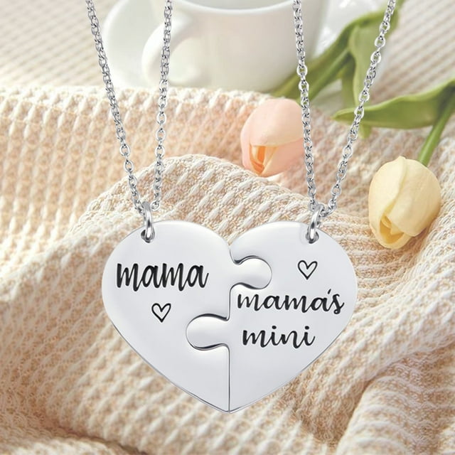 Xihbxyly Conjunto de Collar para Madre E Hija, de Acero de Titanio, Diseño Elegante, Regalo Especial para El Día de La Madre, Versátil para Uso Diario, Cadena de 45 Cm de Largo, Juego de 2 Piezas.