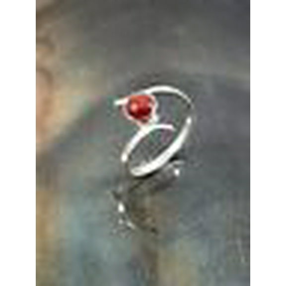 925 Sterling Silver Handmade Natural Round Red Onyx Gemstone Fine Ring Jewelry