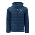 thumbnail image 2 of Men's-Cutter & Buck  Navy Sporting Kansas City Evoke Hybrid Eco Softshell Recycled Full-Zip Hooded Jacket, 2 of 3