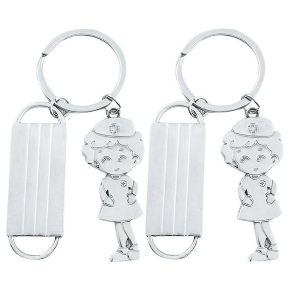 CIMAXIC 2pcs Nurse Themed Design Keychains Nurse Key Holder Nurse Shaped Tool Pendant Metal Key Rings Craft Ornaments for Gift (Random Color),2.95"X1.18"X0.08"