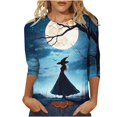 thumbnail image 2 of Wensltd Halloween Chemises pour Femmes T-Shirt Graphique Drôle Décontracté à Manches Courtes Tenue d'Automne, 2 of 5
